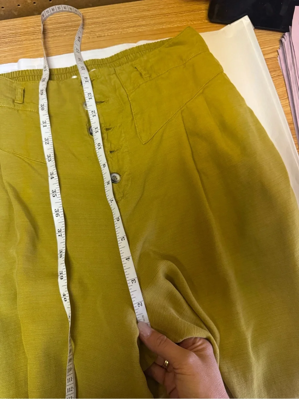 Anthropologie High-Waist Button-Fly Wide Leg Culotte Pants Size M - Picture 13 of 14
